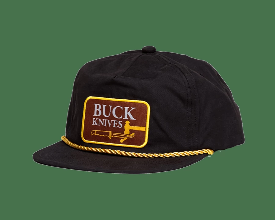 Buck Knives Vintage Logo Embroidered Snapback Hat - Black Adjustable Trucker Cap