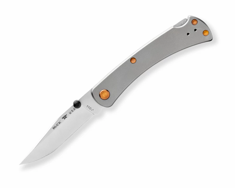 Buck Knives 110 Slim Pro TRX Titanium Folding Knife - 2023 Legacy Series, Premium EDC Pocket Knife