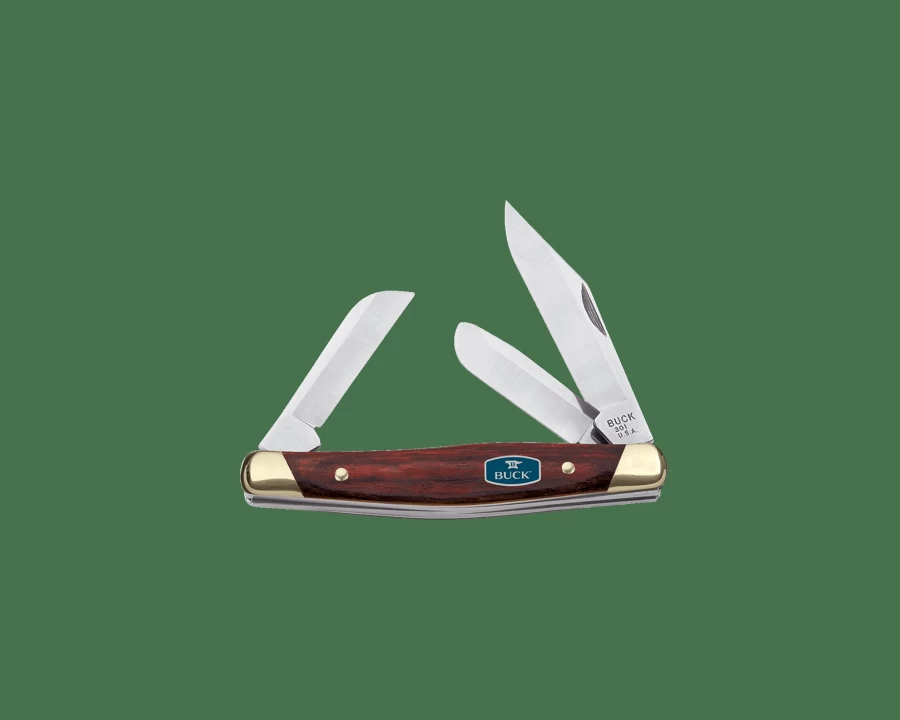 Buck Knives 301 Stockman® Folding Pocket Knife - High-Quality Stainless Steel Blades, Wood Handle, Classic Design