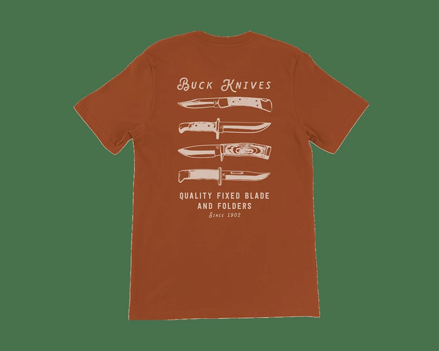 "Buck Knives Premium Quality Blades Design Men's T-Shirt - Durable Cotton Apparel"